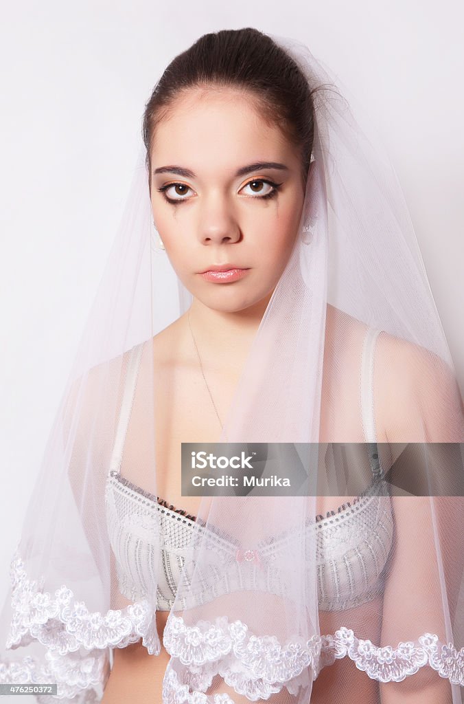 Portrait of a beautiful bride crying Bride Stock Photo