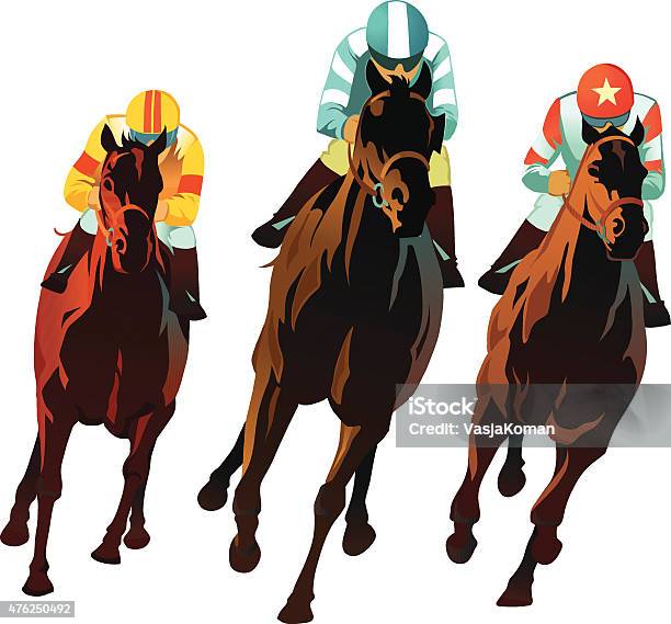 Horseracing Front View Of Horses Racing Stock Illustration - Download Image Now - Horse Racing, Horse, Cut Out