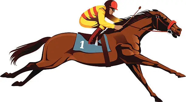 Vector illustration of Thoroughbred Horse Racing - Horseracing