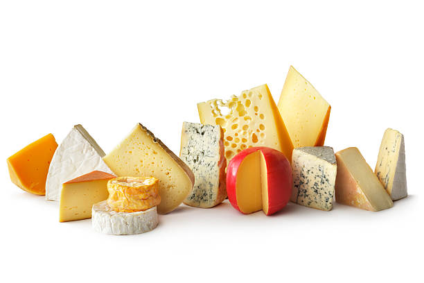 formaggio:  variazione - cheese isolated portion dutch culture foto e immagini stock