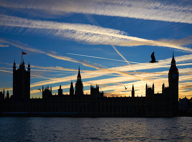 istock Vapour Trails And Seagulls Over Westminster 476252418