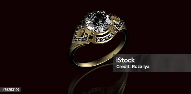 Gold Wedding Ring With Diamond Holiday Symbol Stock Photo - Download Image Now - Artificial, Diamond - Gemstone, Gemstone