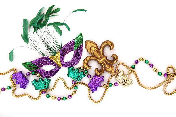 Mardi Gras Background Mardi Gras Mask and beads bead photos stock pictures, royalty-free photos & images