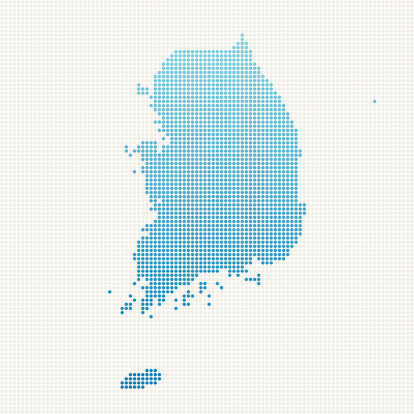 South Korea Map Blue Dot Pattern