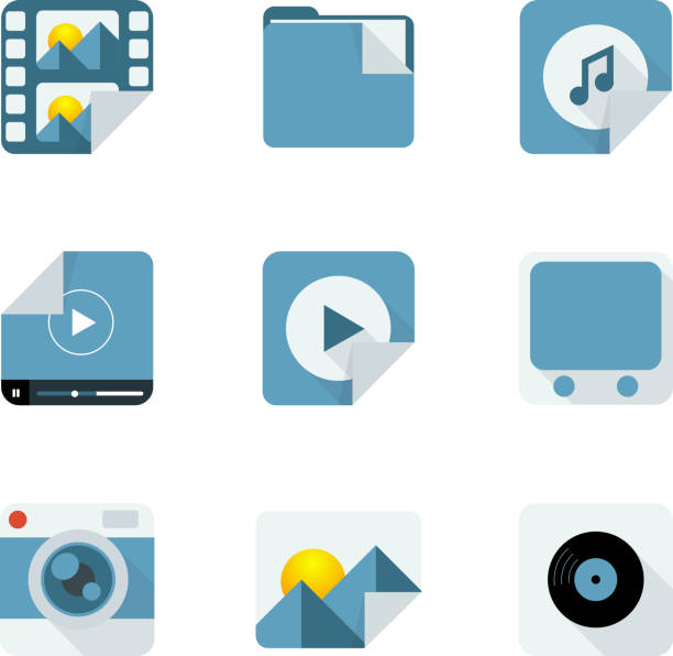 Flat Icons (Audio and Video) vector art illustration