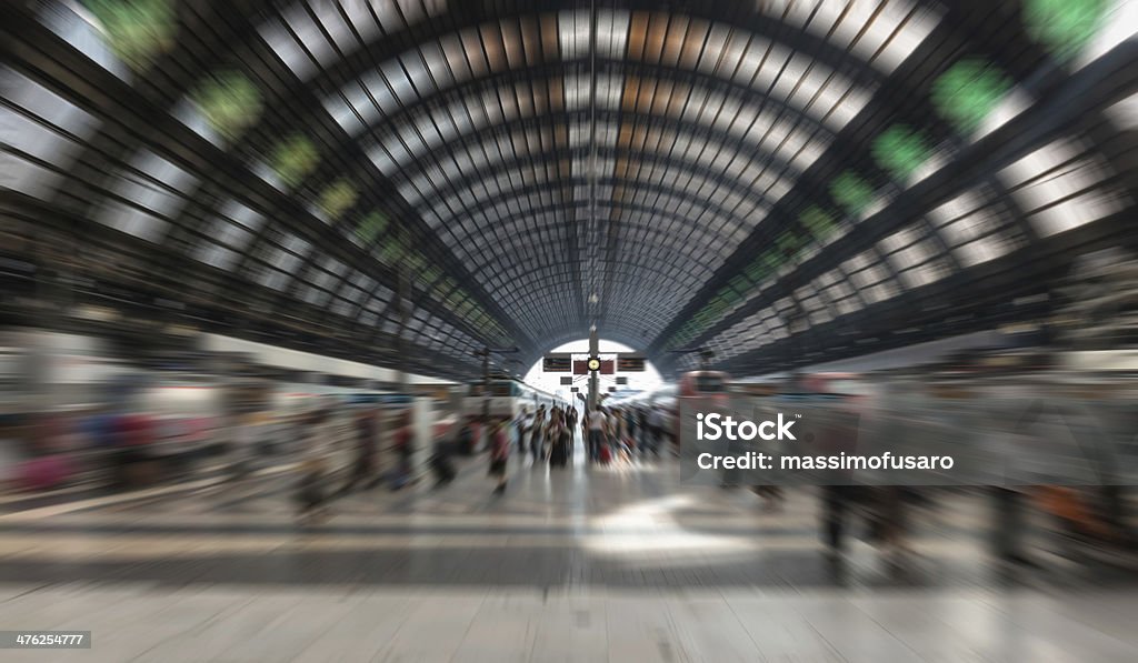 Milan railway station Milan railway station, Zoom blur effect Arch - Architectural Feature Stock Photo
