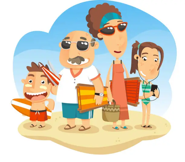 Vector illustration of Family at the Beach