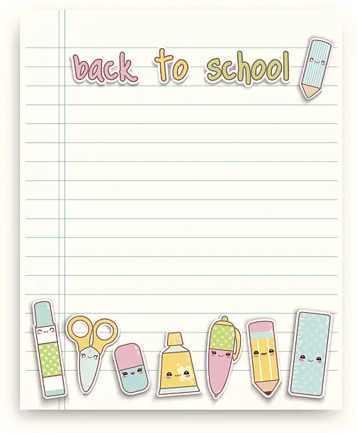 Vector illustration of Back to school kawaii blackboard