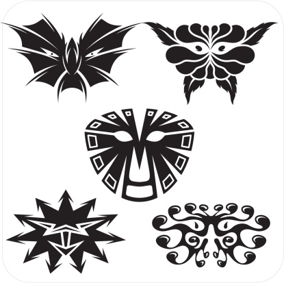Weavers Mask Vectorised Masks Vector Set Stock Illustration - Download Image Now - Abstract ...
