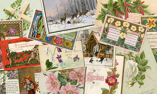 victorian grußkarte hintergrund - birthday card greeting card birthday christmas card stock-grafiken, -clipart, -cartoons und -symbole
