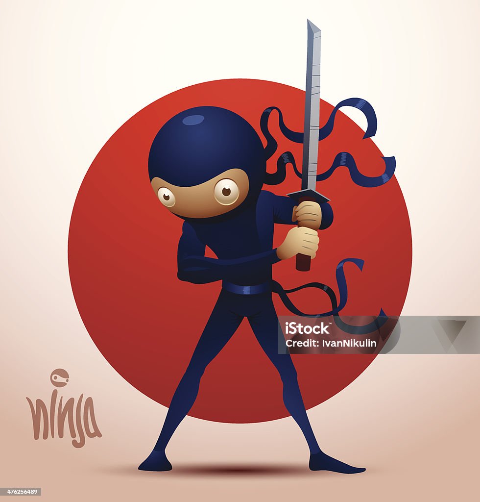 Sushi tipo Ninja guerreira com espada - Vetor de Arte royalty-free