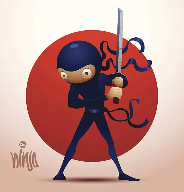 Vector illustration of Ninja warrior with sword