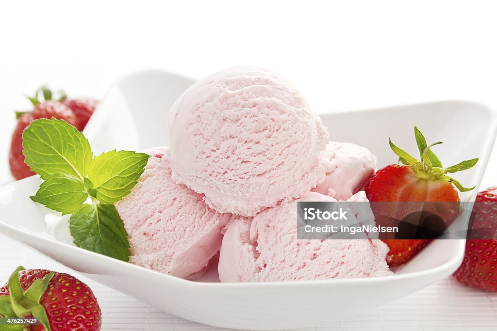 Strawberry ice cream Strawberry ice cream with fresh strawberries. Berry Fruit Stock Photo