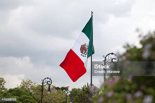 Мексиканский Флаг В Парк — стоковые фотографии и другие картинки Мексиканский флаг - Мексиканский флаг, Облачность, Флаг