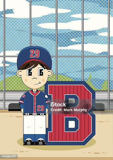 Adorable Garçon Apprentissage Lettre B De Baseball Vecteurs libres de droits et plus d'images vectorielles de Cartoon - Cartoon, Joueur de baseball, Apprentissage