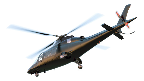 Black private helicopter with clipping path.