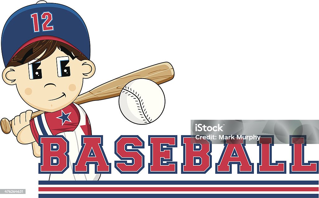 Adorable garçon apprentissage Lettre B de Baseball - clipart vectoriel de Ligue jeunes de baseball et softball libre de droits