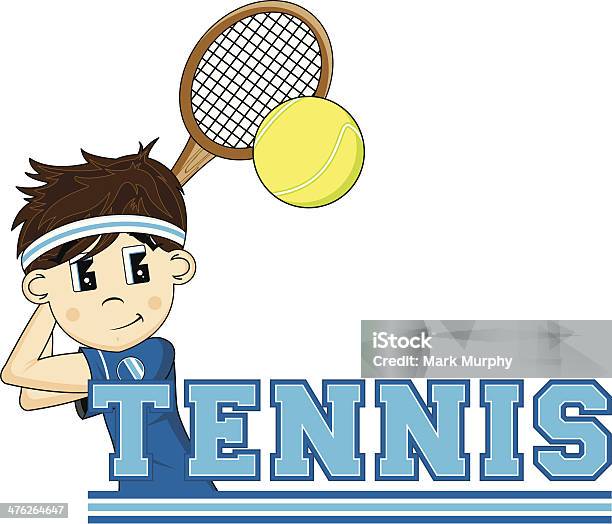 Kreskówka Chłopiec Tenis - Stockowe grafiki wektorowe i więcej obrazów Bekhend - Bekhend, Brązowe włosy, Chłopcy
