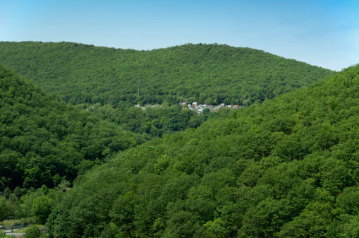 The town of Jim Thorpe nestled amongst the hills of Pennsylvania.