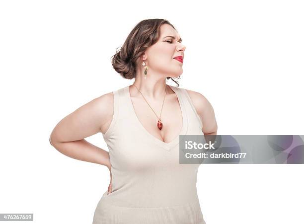 Plus Size Frau Mit Schmerzen In Ihrem Rücken Stockfoto und mehr Bilder von Depression - Depression, Frauen, Groß