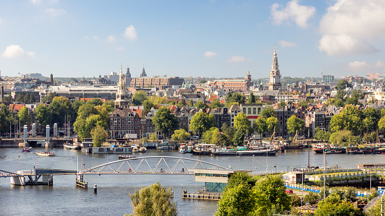 City view of Amsterdam. The city is known as Venice of the North, its canal belt was finally added to the world heritage list in July 2010.