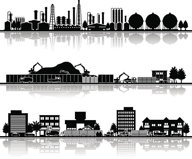 illustrazioni stock, clip art, cartoni animati e icone di tendenza di varie città - industrial district