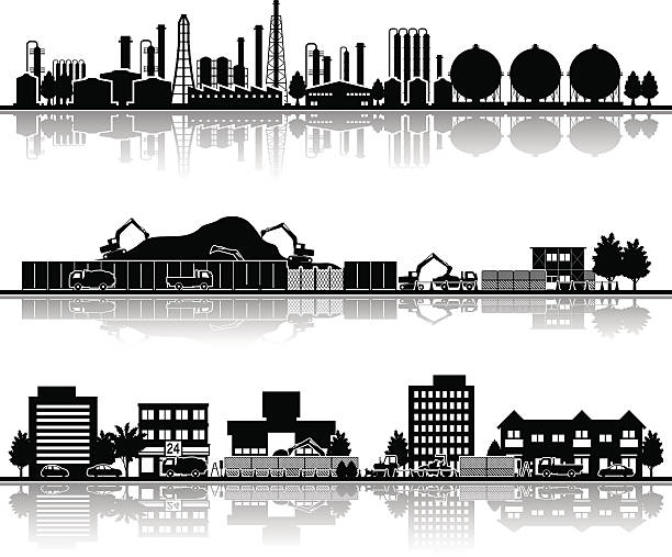 다양한 도시 - stockyards industrial park stock illustrations