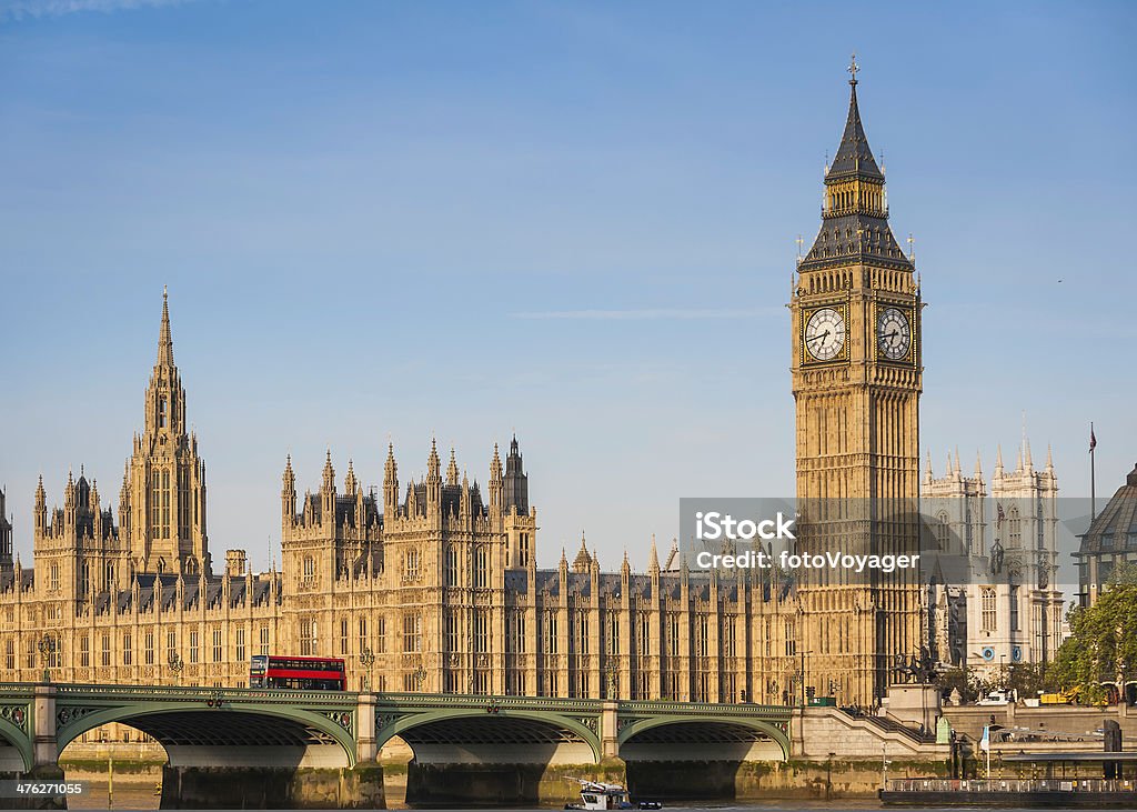 Londres Big Ben Ponte de Westminster Parlamento vermelho bus Tamisa Reino Unido - Royalty-free Casa dos Comuns Foto de stock