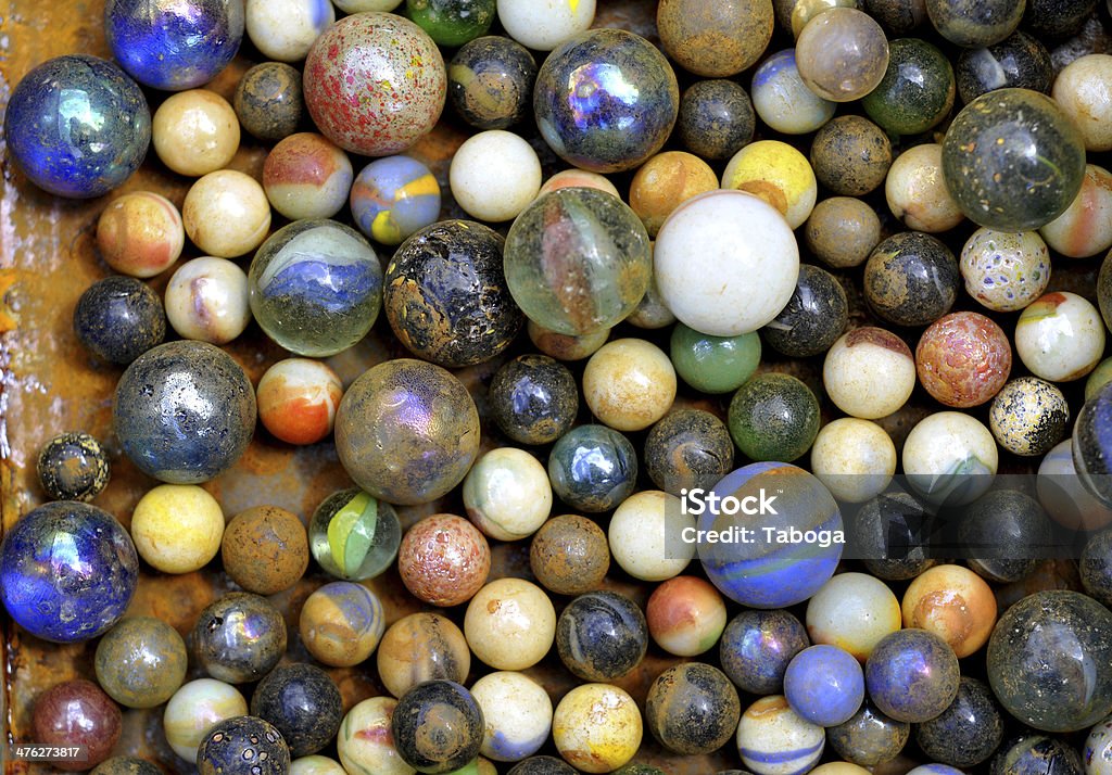 Bunte alten Glas marbles - Lizenzfrei Blau Stock-Foto