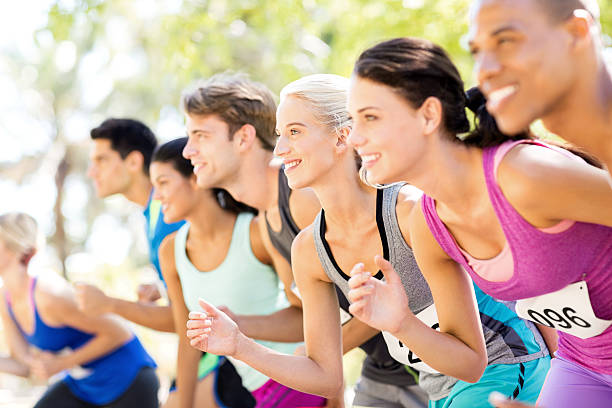 istock Determined Group Of Marathon Runners At Starting Line 476278546