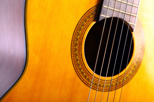 Color detail of an nice classical guitar