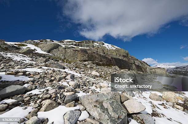 Scree Boulders And Patches Of Snow In The Norwegian Mountains Stock Photo - Download Image Now