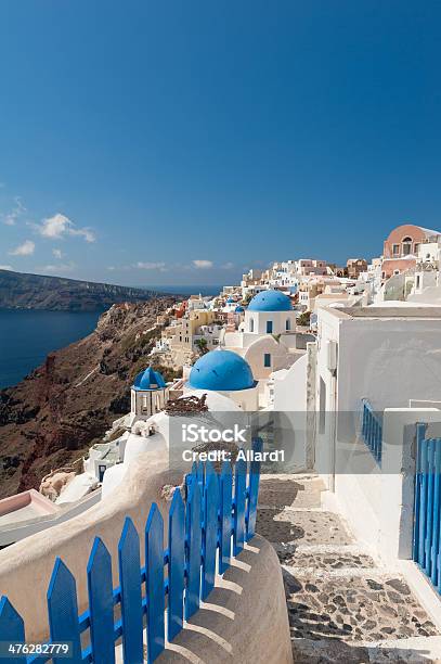 Footpath In Oia Santorini Greece Stock Photo - Download Image Now - Aegean Sea, Alley, Architectural Dome