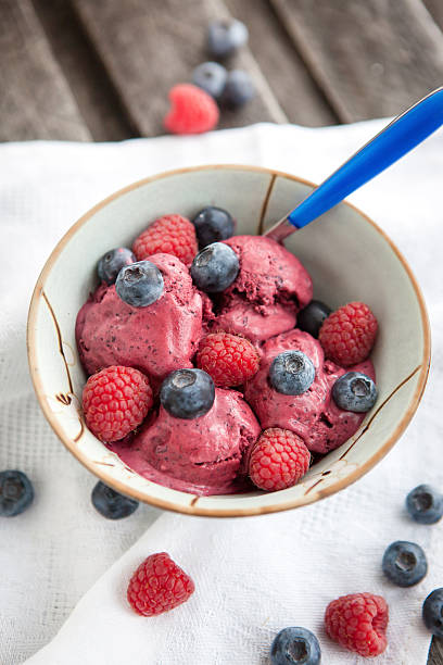 istock Berry ice cream decorated with fresh blueberries and raspberries 476288963