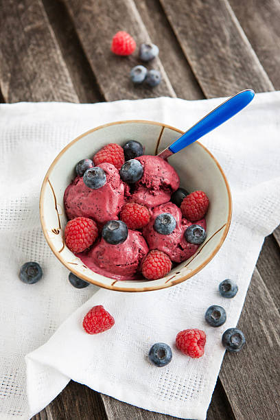 istock Berry ice cream decorated with fresh blueberries and raspberries 476288967