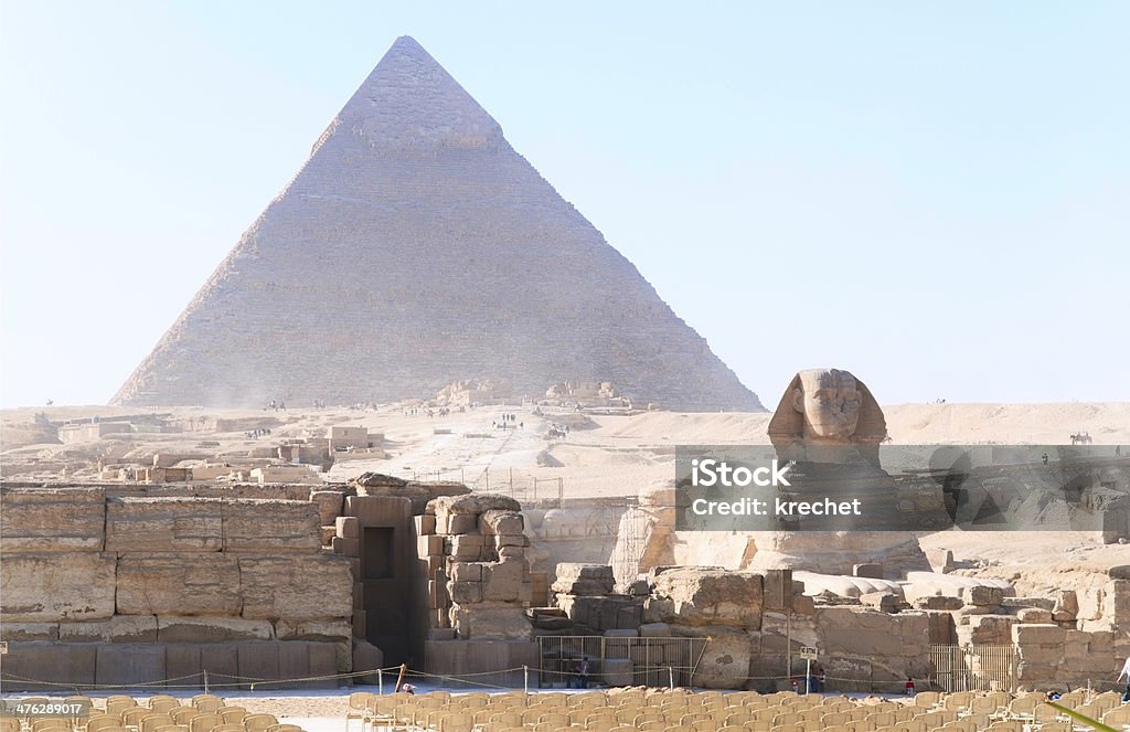 La grande Sfinge e Piramide di Cheope a Giza, Egitto - Foto stock royalty-free di Africa
