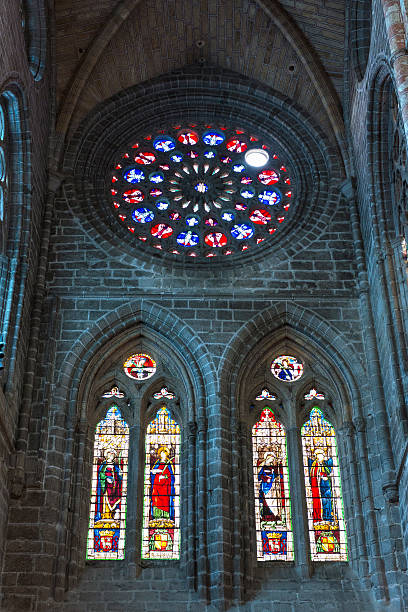 istock Stained glass rose window inside the Cathedral of Avila 476290148