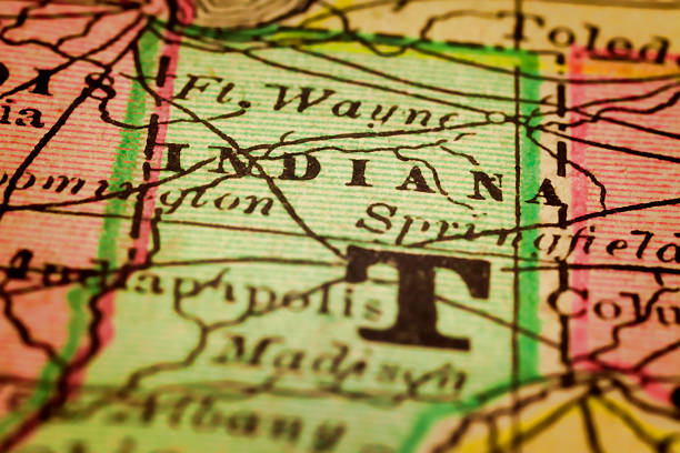 istock Indiana State on an Antique map 476290822