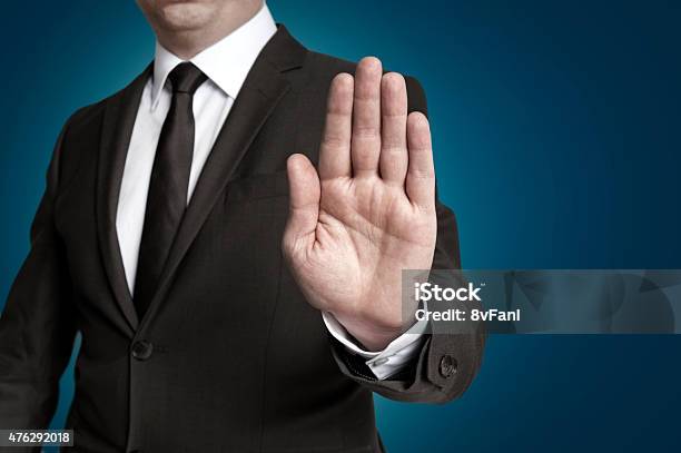 Hand Stop Shown By Businessman Stock Photo - Download Image Now - Business, Do Not Enter Sign, Rejection