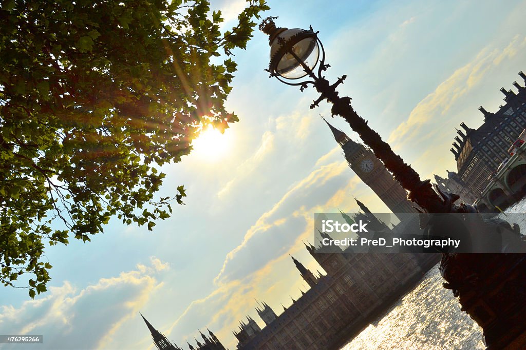 Angle Shot of Westminister Angle Shot of Big Ben & The Houses of Parliament on a sunny day.  2015 Stock Photo