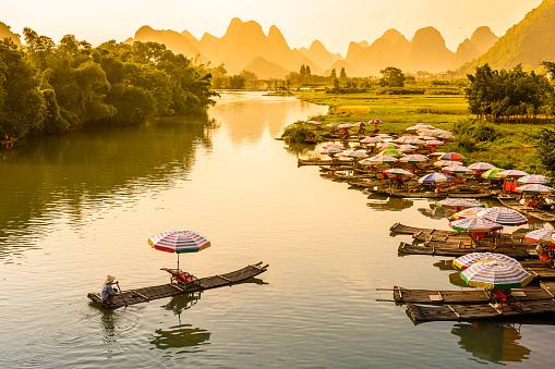 Rafts on the Li River