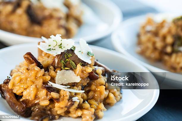 Portion Of Risotto Rice With Fungi Stock Photo - Download Image Now - Risotto, Mushroom, Fungus