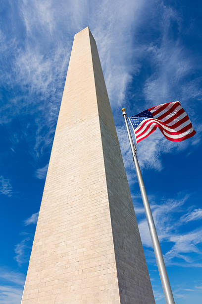 istock Washington Monument and american flags 476300126