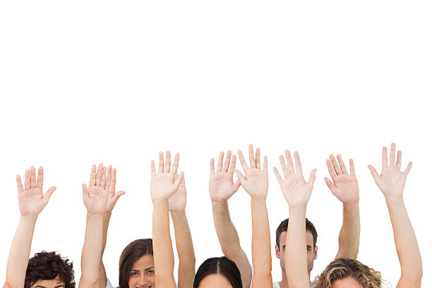 istock Group of people raising arms 476304597
