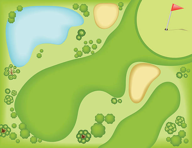 ilustrações de stock, clip art, desenhos animados e ícones de vista aérea de um campo de golfe - leafy greens