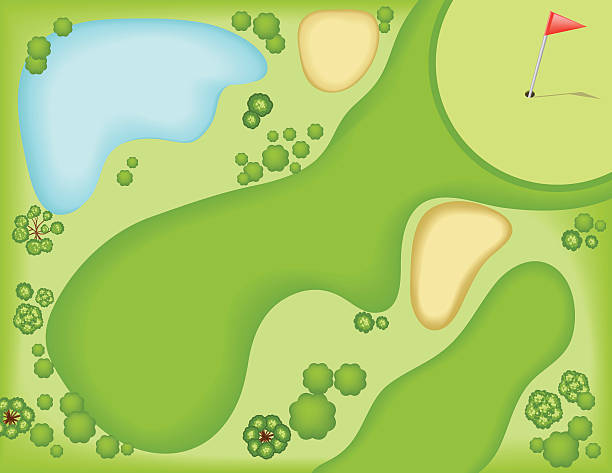bildbanksillustrationer, clip art samt tecknat material och ikoner med aerial view of a golf course - golf course