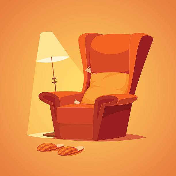 Chair and lamp Cozy home stuff. Isolated object background. couch side view stock illustrations