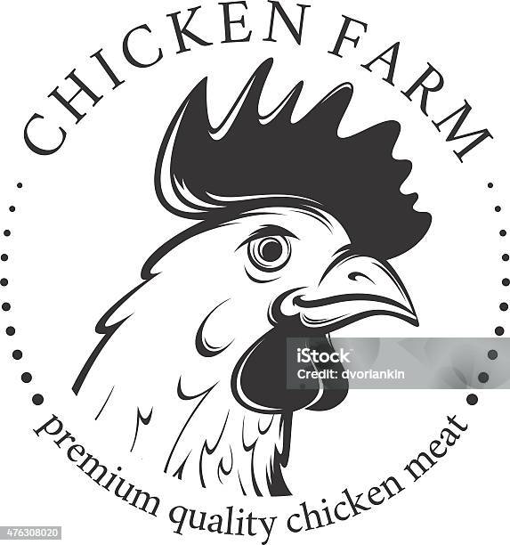 Emblem With Chicken Head Stock Illustration - Download Image Now - 2015, Agriculture, Animal