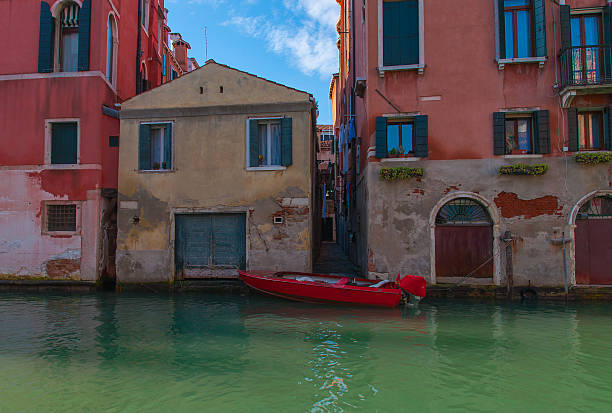 Red Gondola, Venice. stock photo