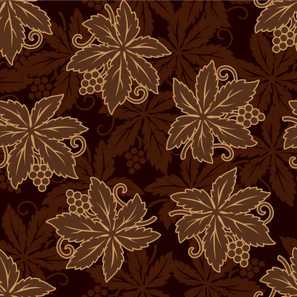 winogron seamless - pattern seamless doodle retro revival stock illustrations